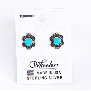 🆕 Sterling Silver Turquoise Earrings Round